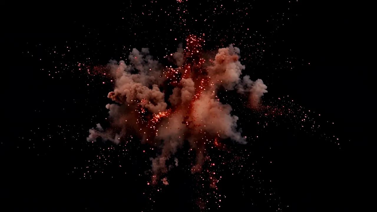 Large Dust and Debris Explosion Expanding From Impact Point
