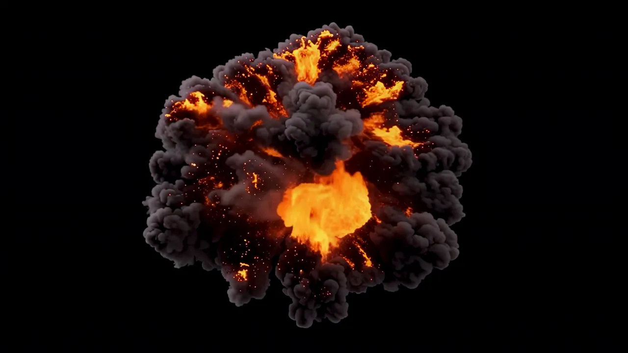 Large Explosion with Billowing Fireball and Smoke