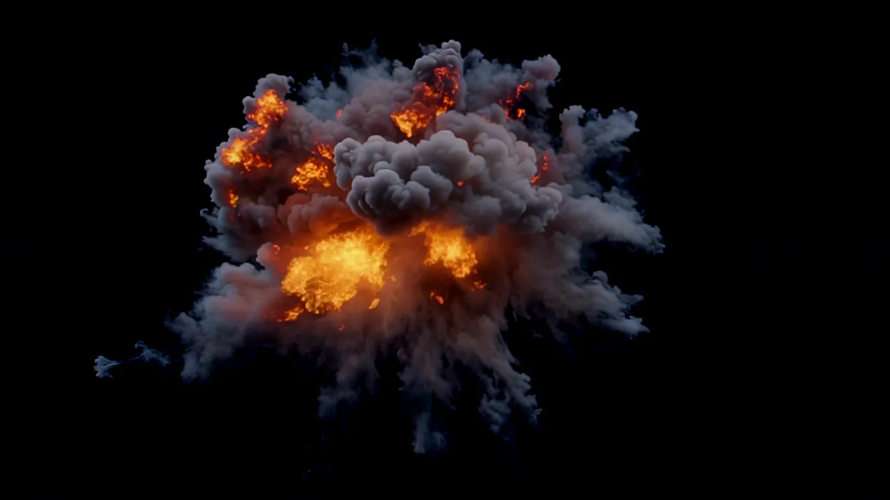 Large Fireball Explosion Expanding Outward