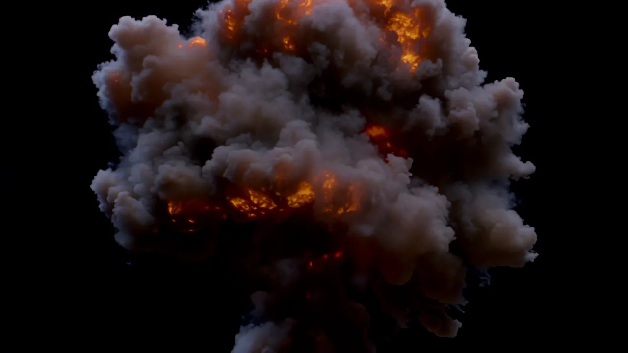 Large Fireball Explosion Expanding Outward
