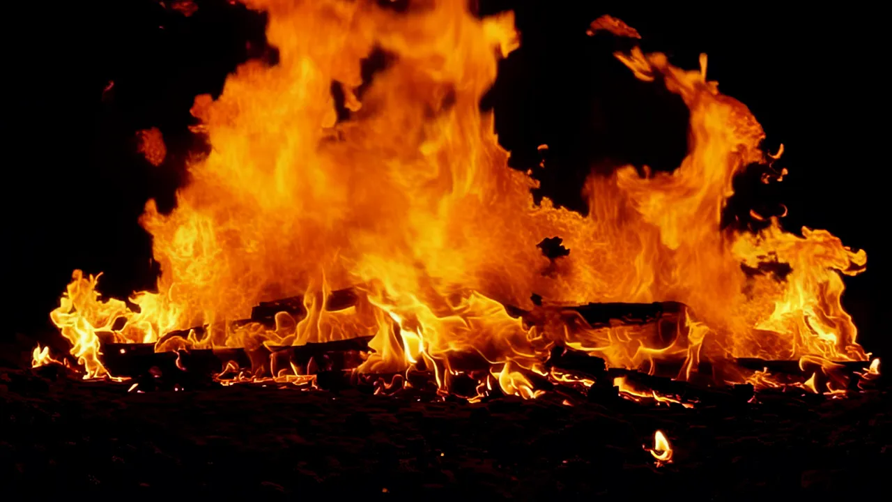 Large Flames Spreading Horizontally Across the Frame