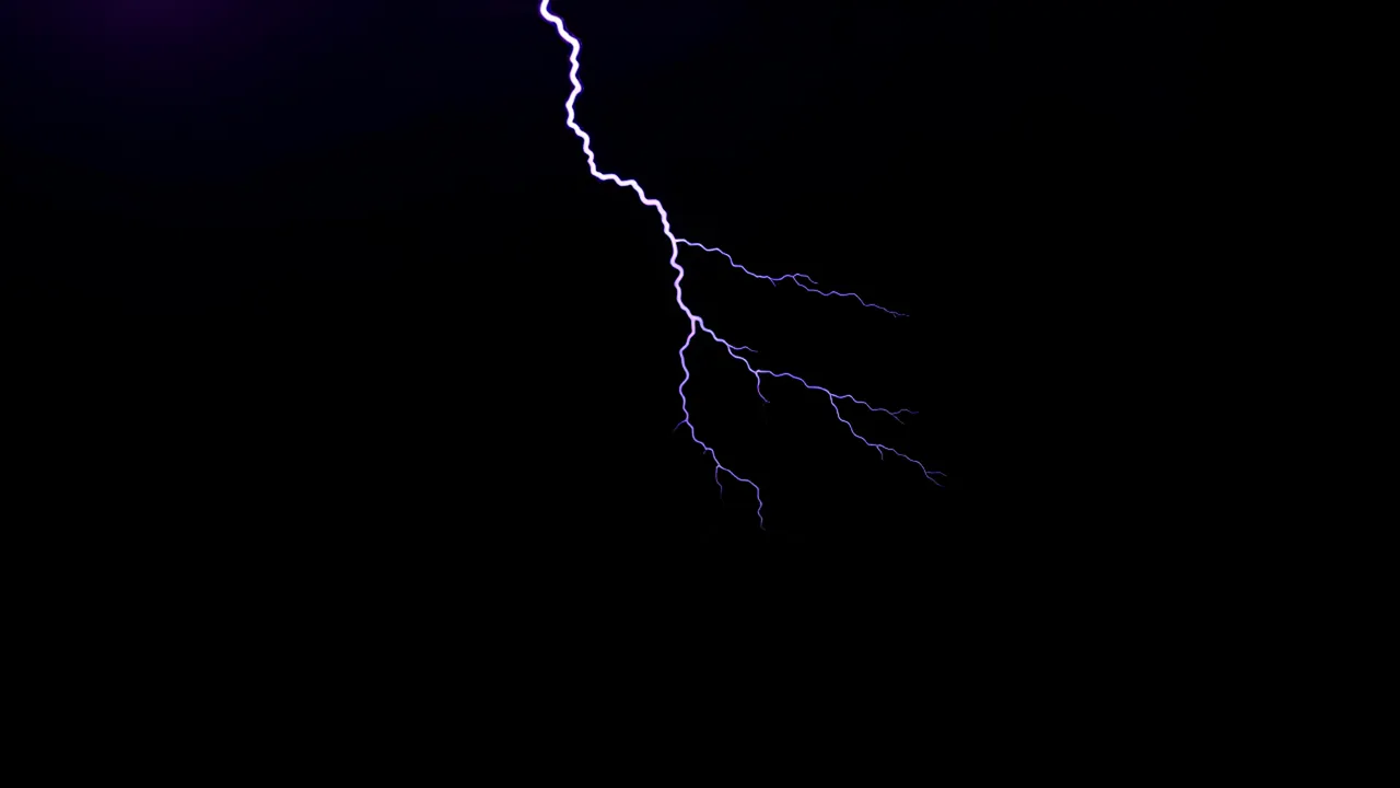 Large Lightning Bolt Striking Diagonally Across Frame