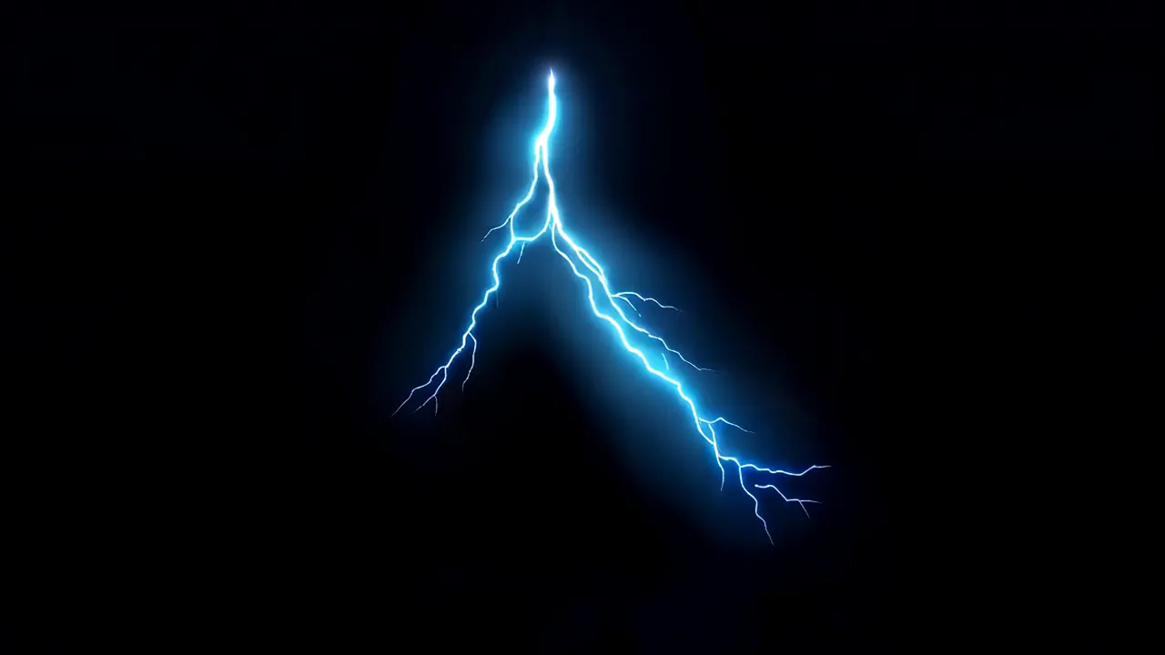 Large Lightning Strike with Bright Core and Glowing Corona