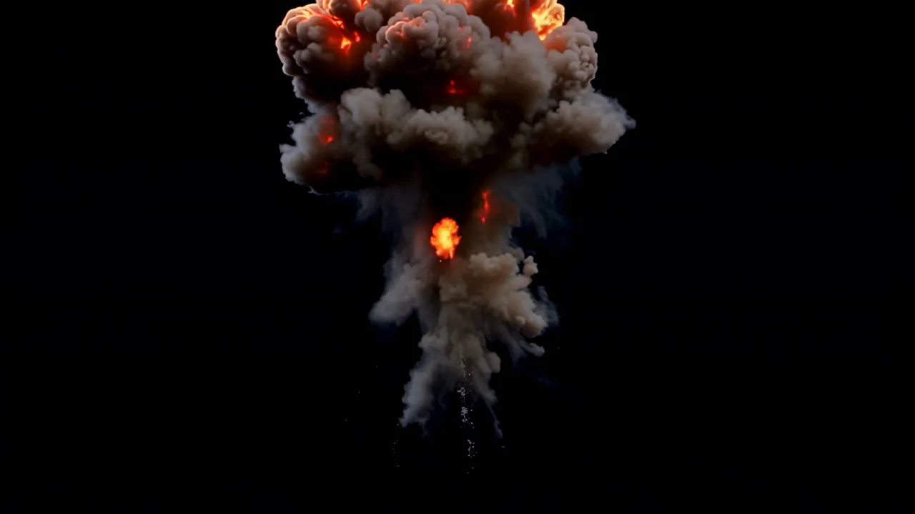 Large Mushroom-Shaped Explosion Cloud Rising and Expanding