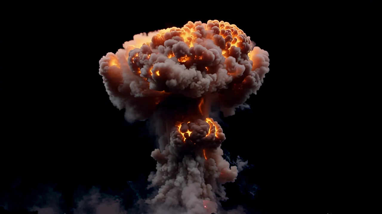 Large Mushroom-Shaped Explosion Cloud Rising and Expanding
