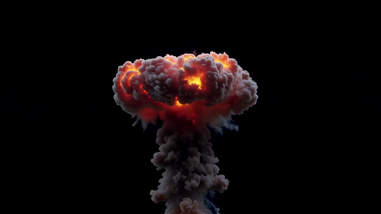 Large Mushroom-Shaped Explosion Cloud Rising Upward