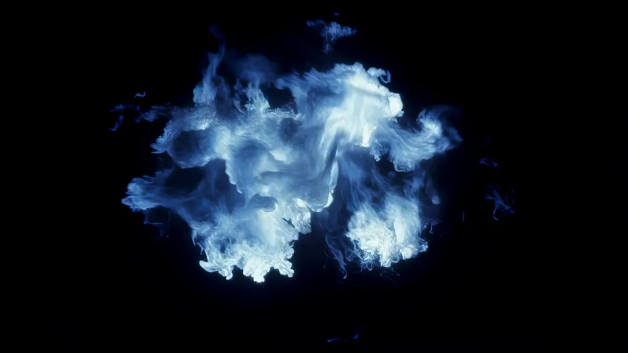Large Slow-Moving Fire Cloud Drifting in Black Space