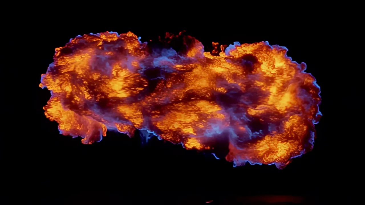 Large Slow-Moving Fire Cloud Expanding in Black Space