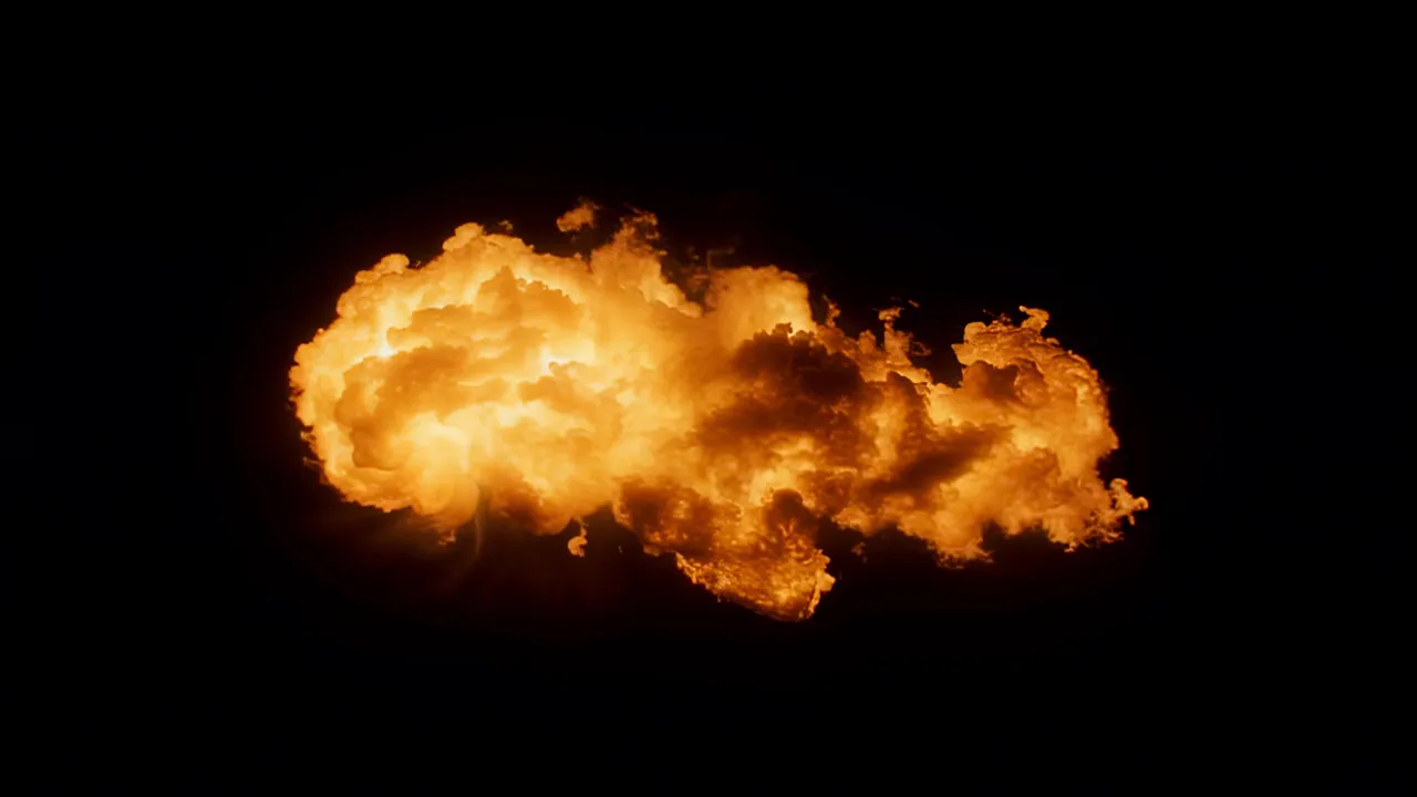 Large Slow-Moving Fire Cloud Expanding in Black Space