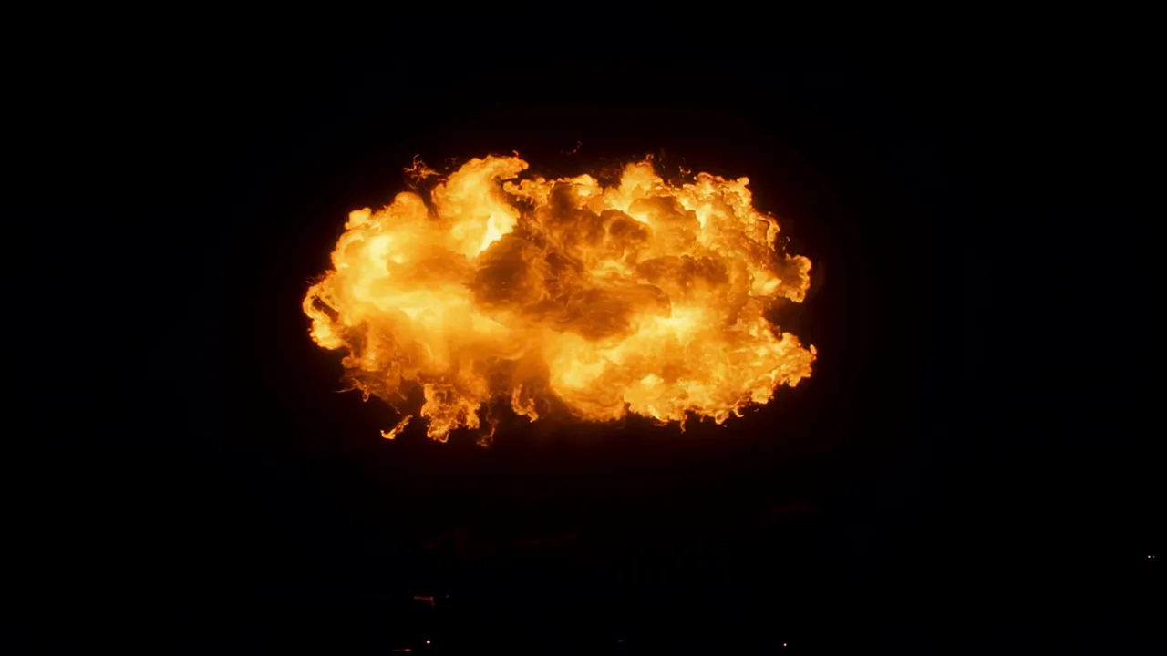 Large Slow-Moving Fire Cloud Expanding in Black Space