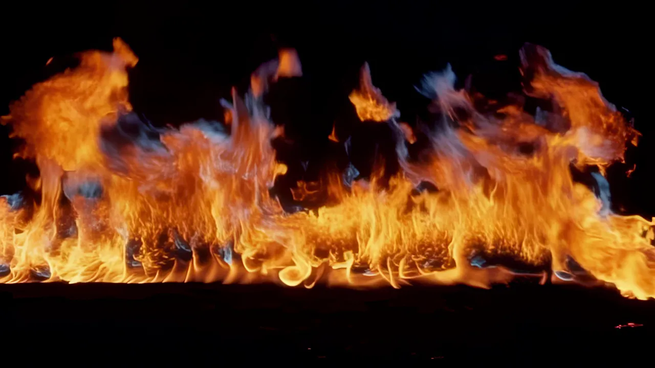 Large Wall of Flames Spreading Across the Frame