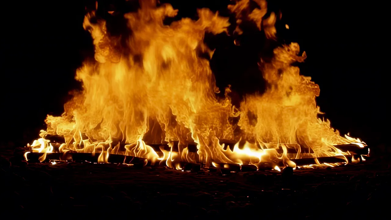 Large Wall of Flames Spreading Across the Frame