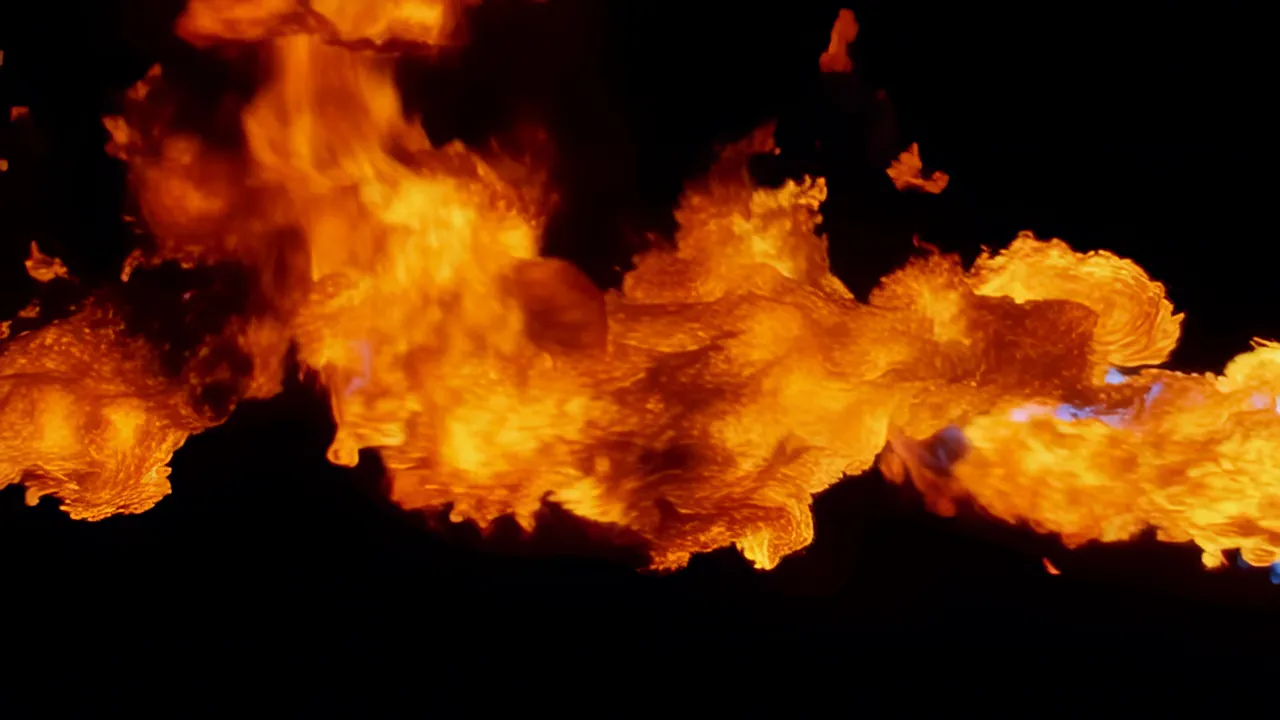 Large Wall of Flames Spreading Horizontally