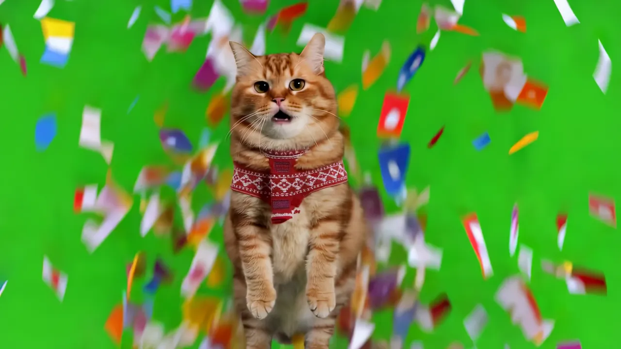 Lazy Orange Cat with Half-Closed Eyes Standing Upright