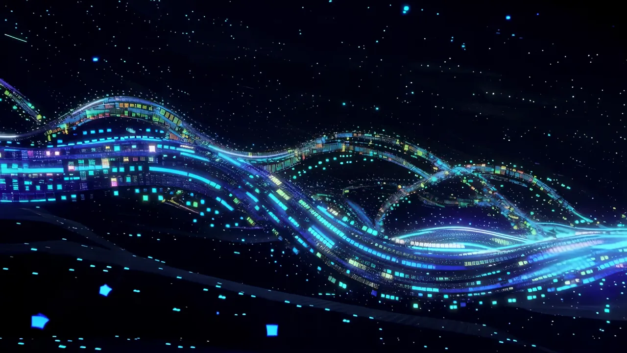 Luminous Blue Data Flowing in Dark Digital Space