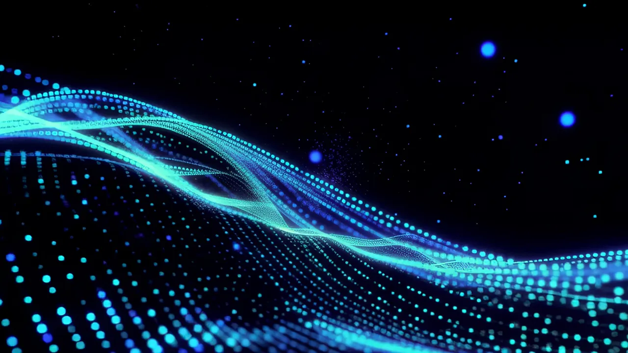 Luminous Blue Data Flowing Through Dark Digital Space