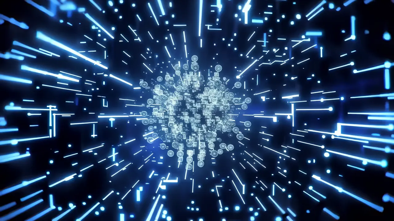Luminous Blue Pathways Expanding in Digital Space