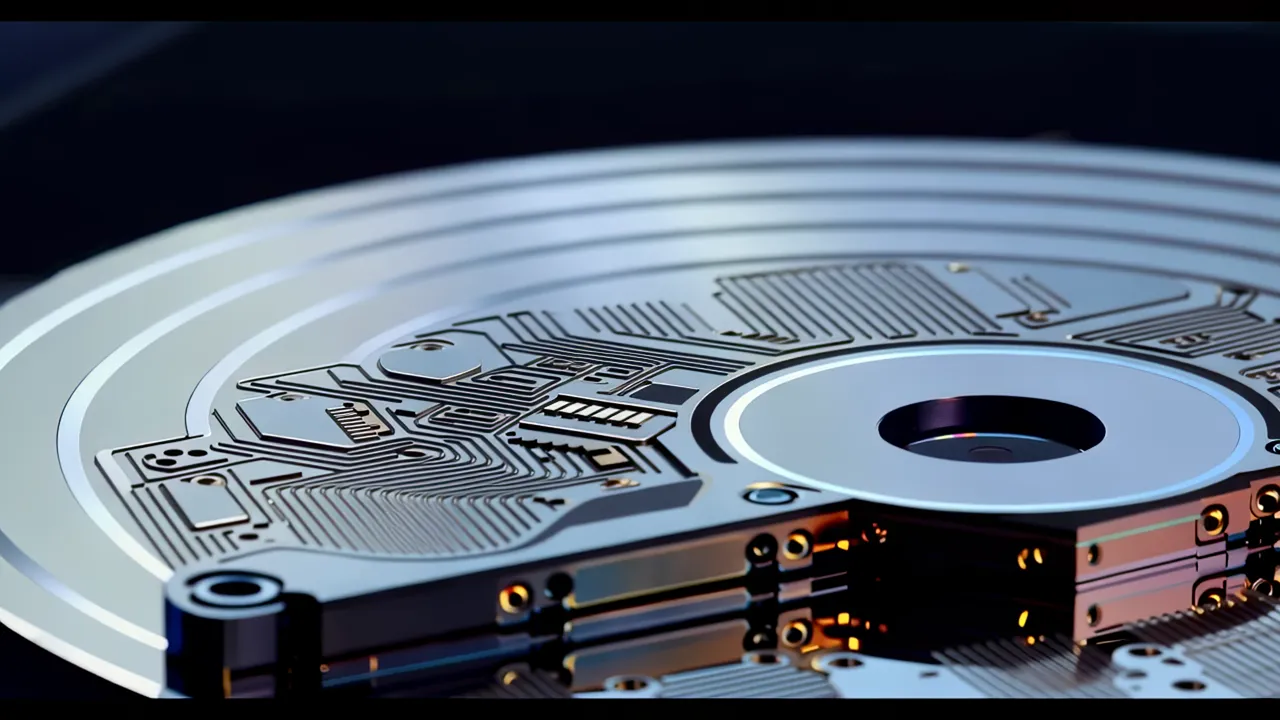 Macro Close-up of a Silicon Wafer Surface