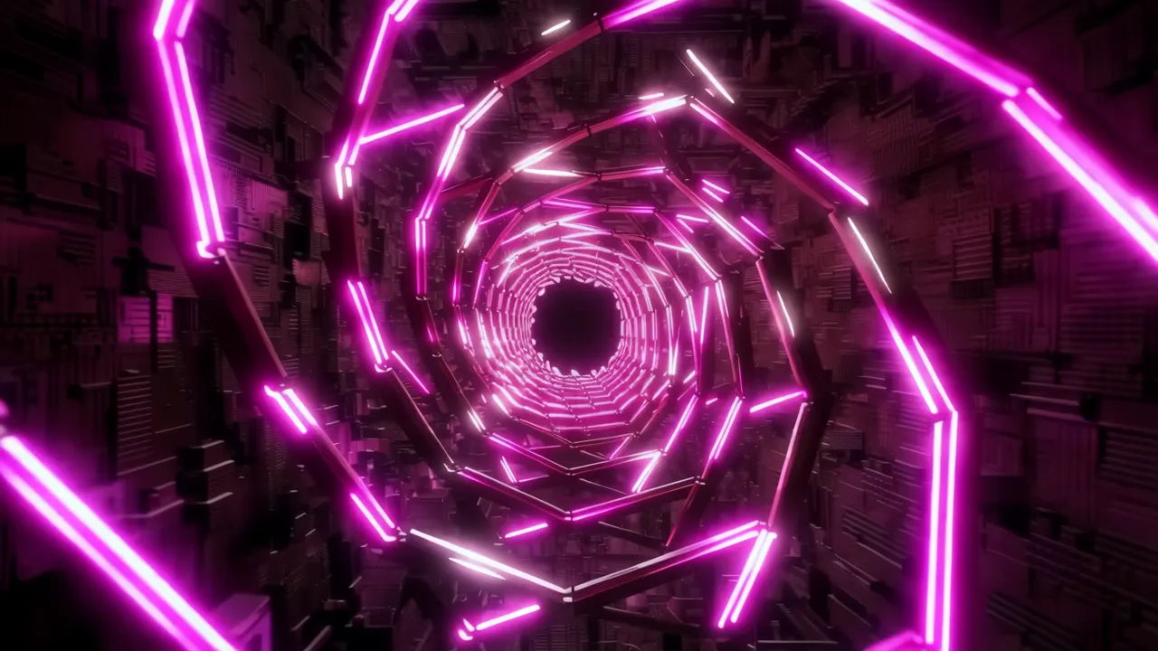 Magenta Cyber Spiraling Glowing Lines Technology Background