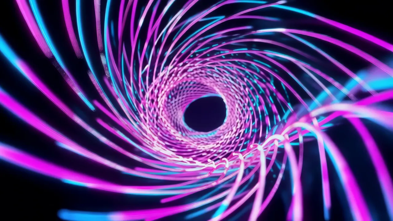 Magenta Cyber Spiraling Light Trails Background