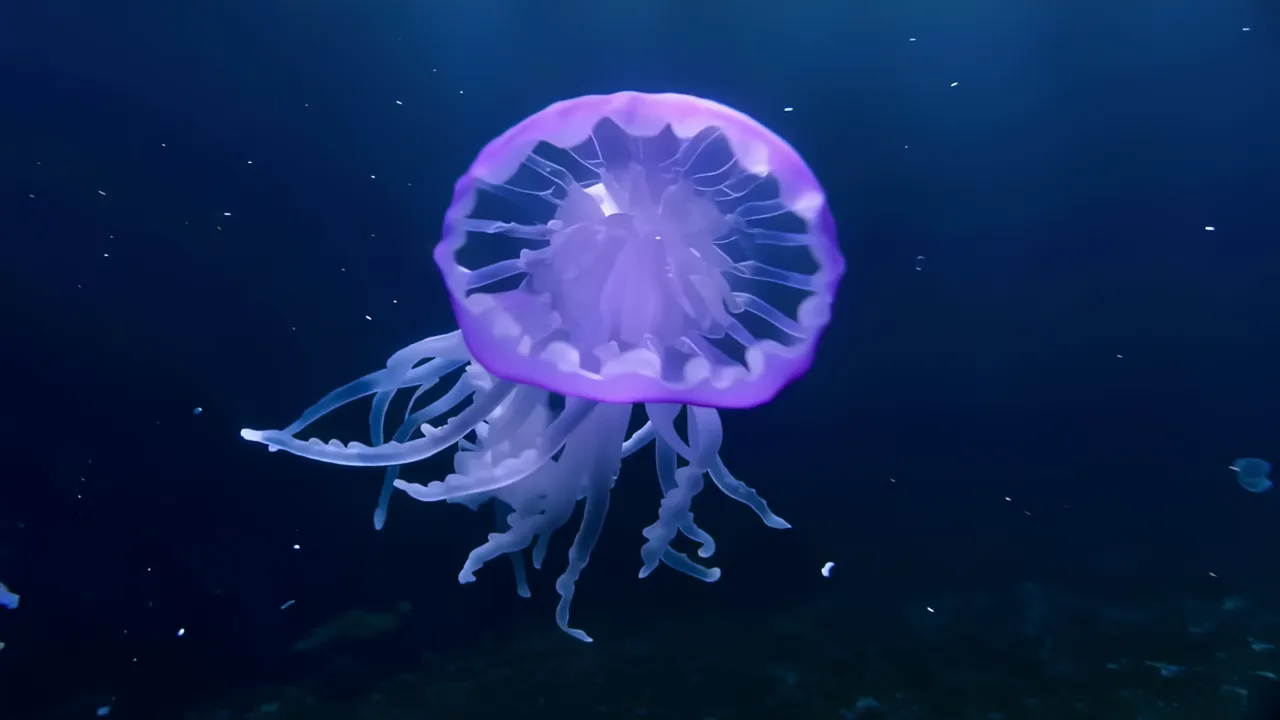 Majestic Purple Jellyfish Pulsing Gracefully
