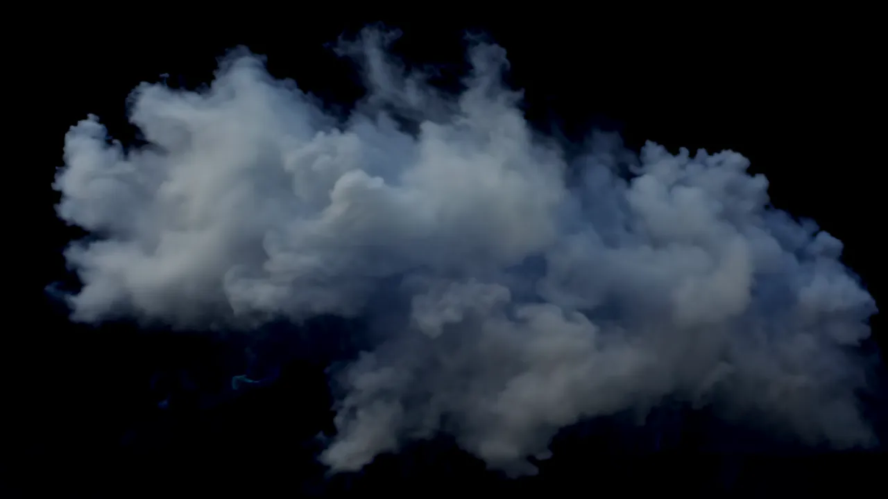 Massive Billowing Smoke Cloud Against Black Background