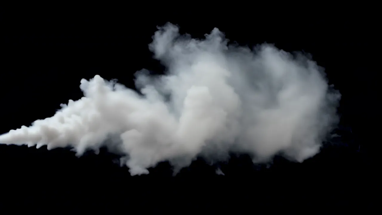 Massive Billowing Smoke Cloud on Black Background
