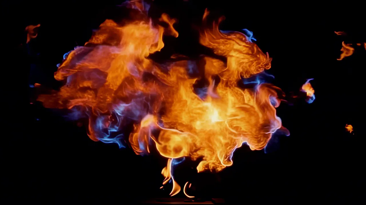 Massive Churning Flames in Dark Background