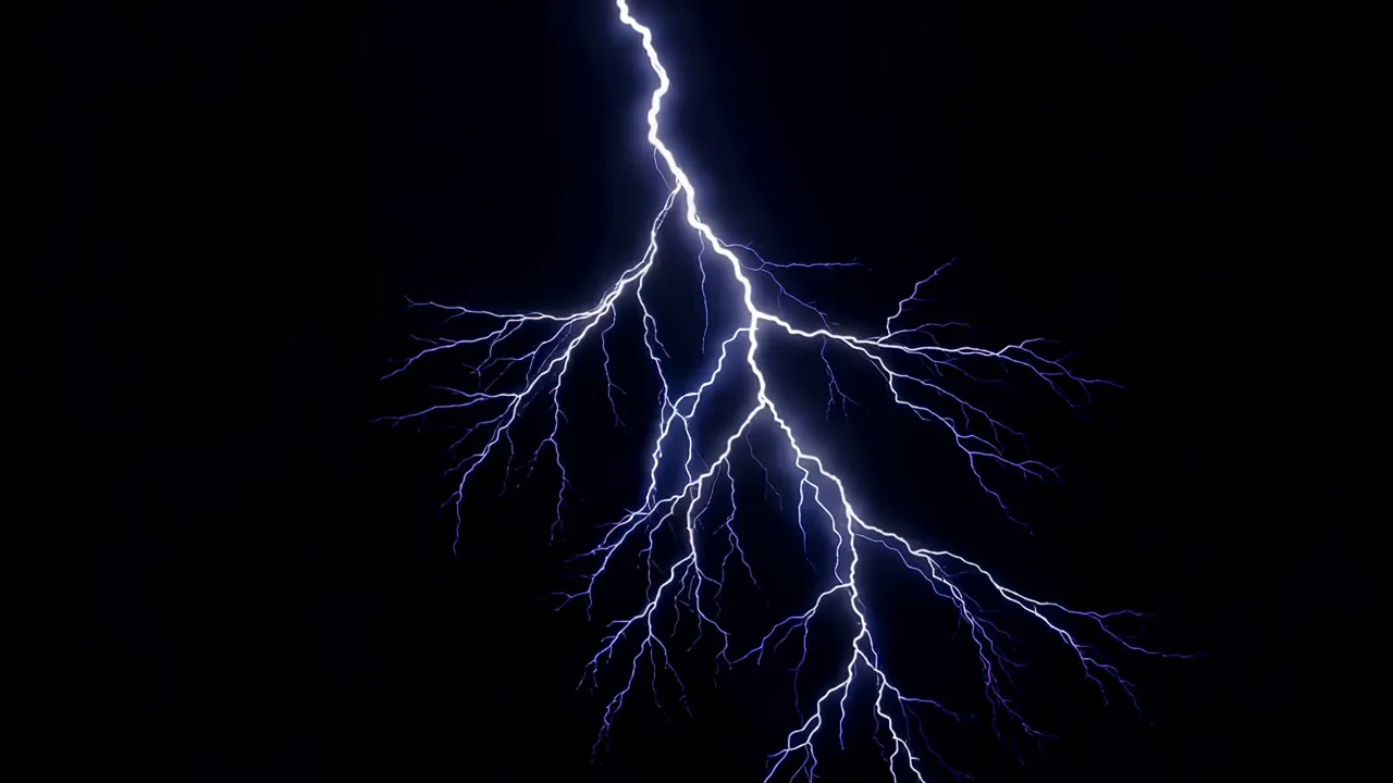 Massive Lightning Discharge Illuminating Dark Sky