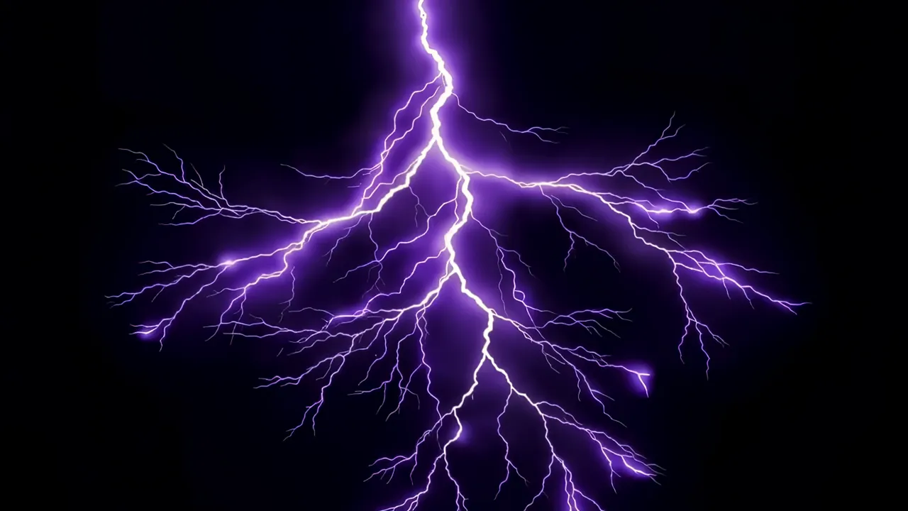 Massive Lightning Discharge with Branching Electric Tree