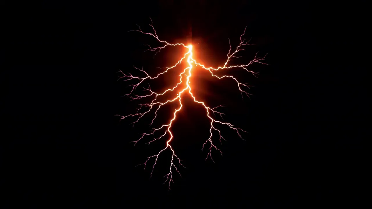 Massive Lightning Discharge with Branching Forks