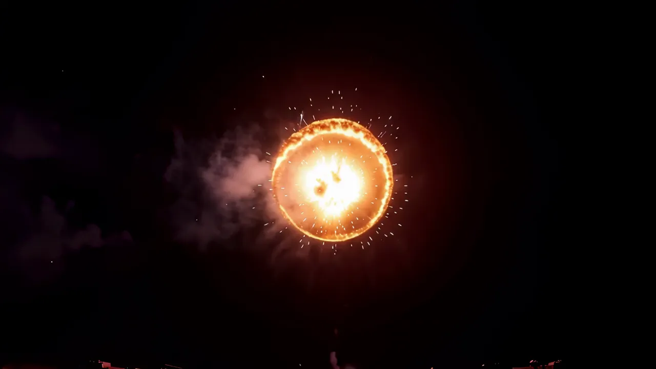 Massive Shockwave Blast Expanding Outward with Fire