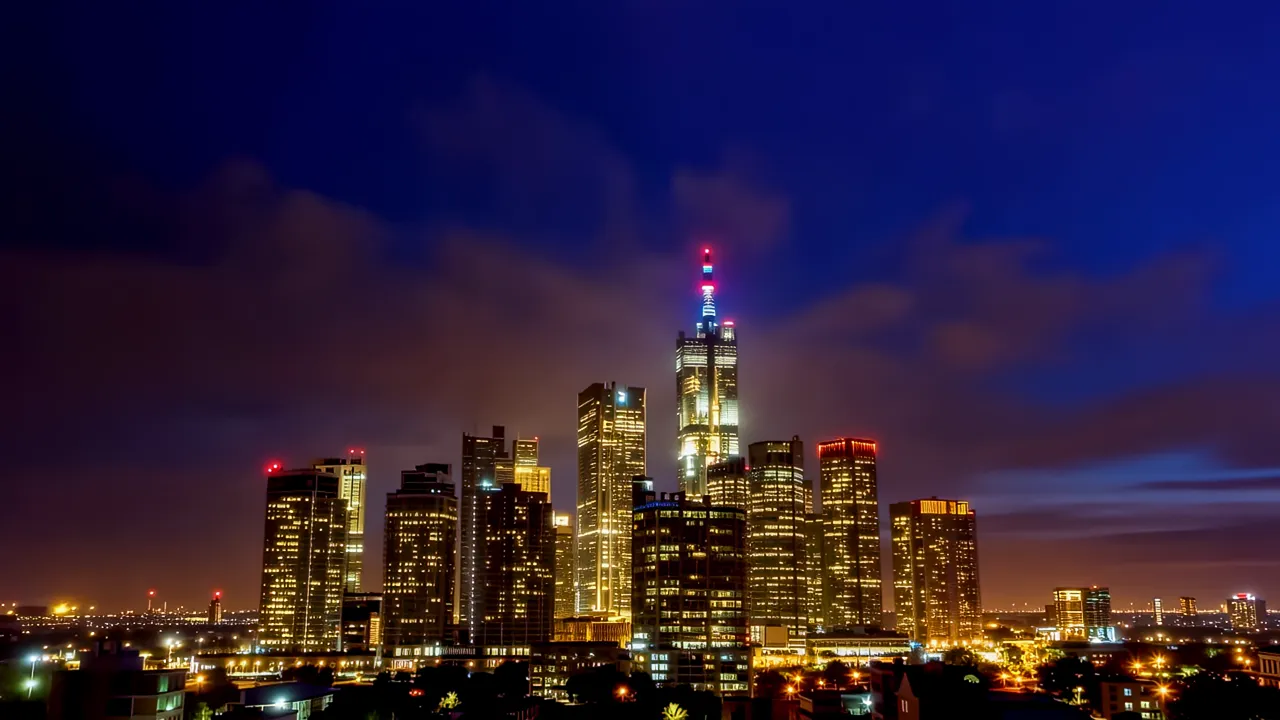 Metropolitan Skyline Silhouetted Against the Sky