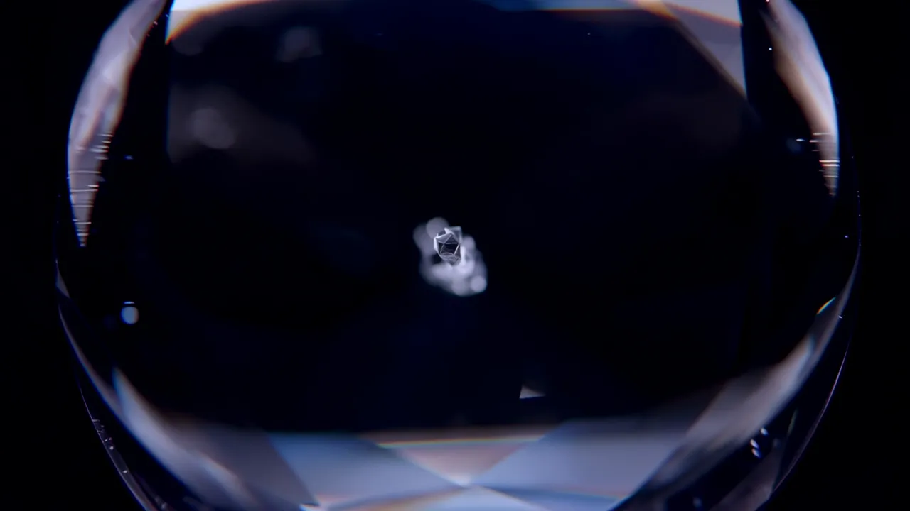 Microscopic View of Diamond with Crystal Inclusion
