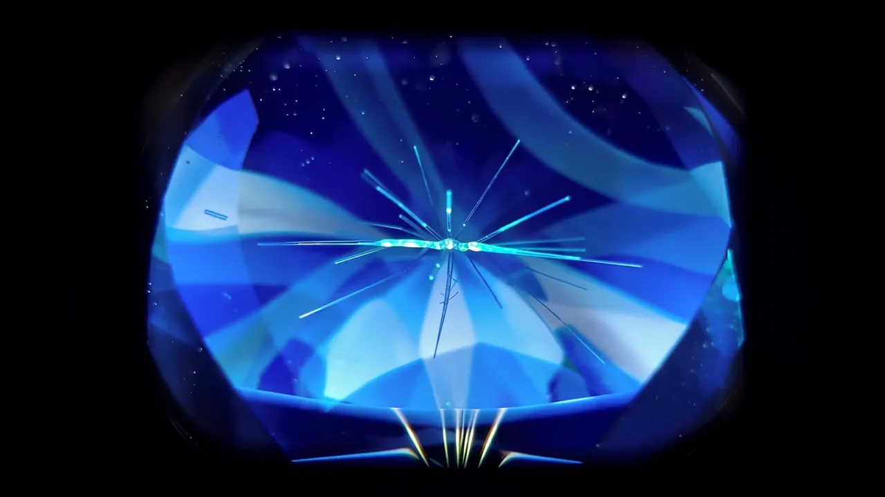 Microscopic View of Natural Sapphire with Color Zoning Bands