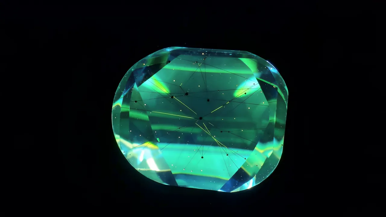 Microscopic View of Rutile Silk Inclusions in Gemstone