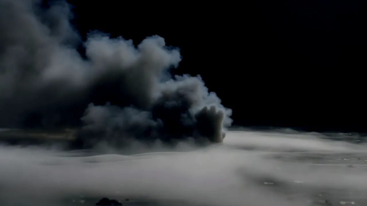 Mist Spreading Outward Over a Dark Landscape