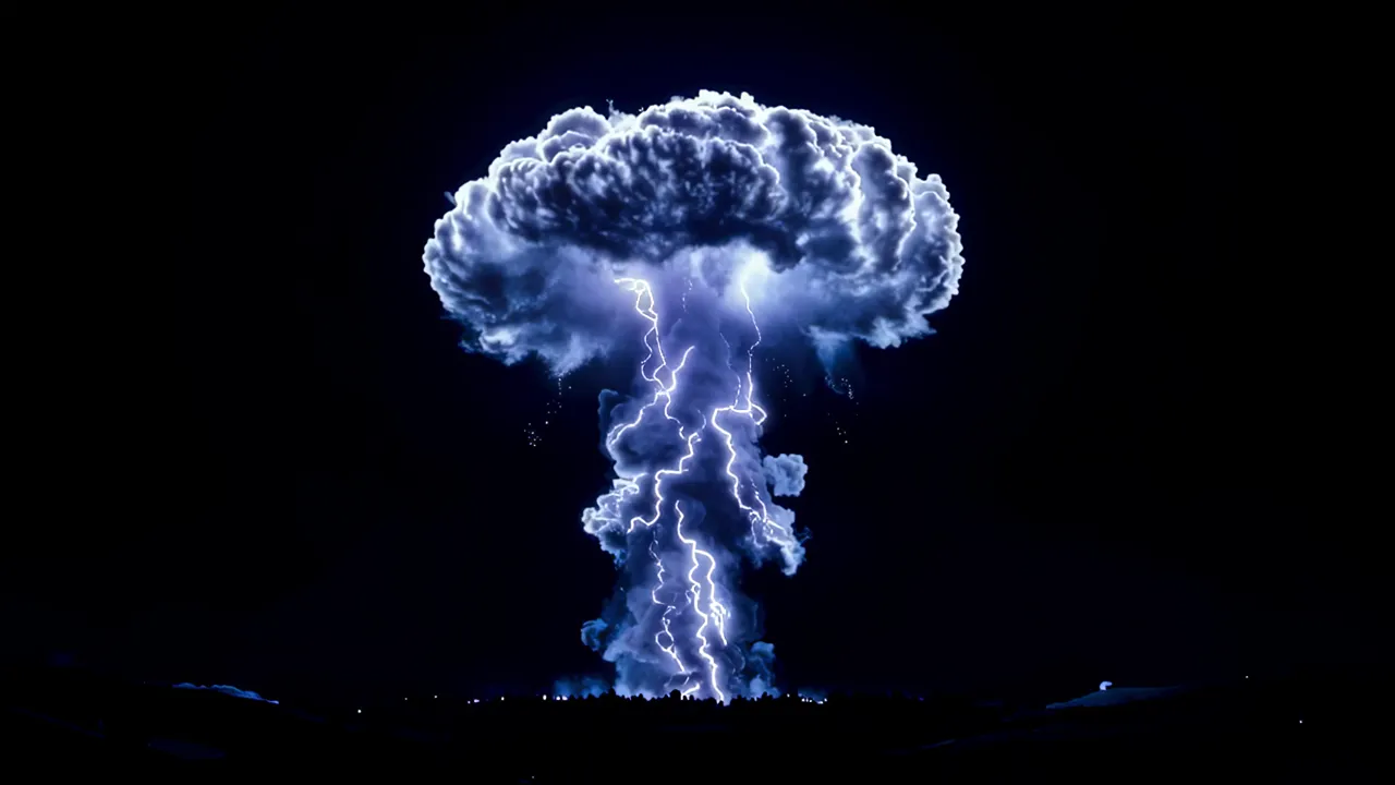 Mushroom-Shaped Explosion Cloud Rising and Expanding
