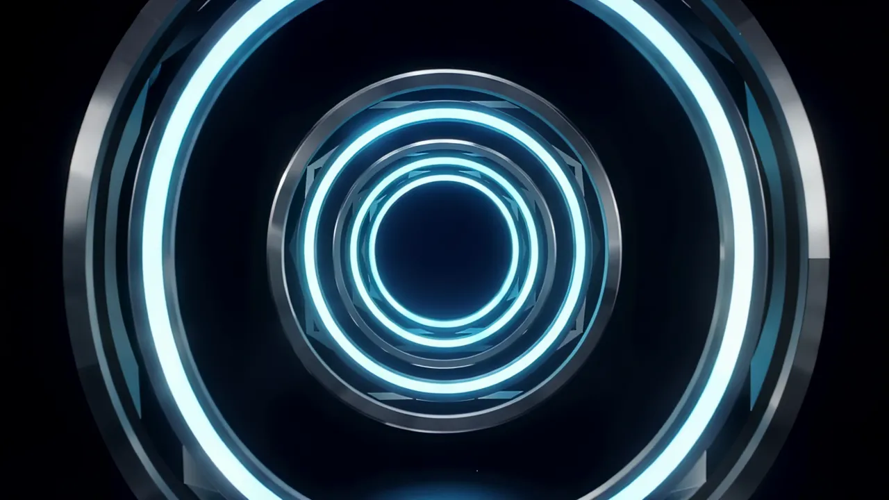 Nested Portal Rings with Geometric Design on Black Background