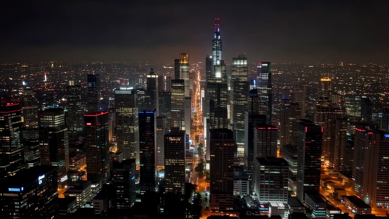 Night View of Seoul's Gangnam District with Skyscrapers