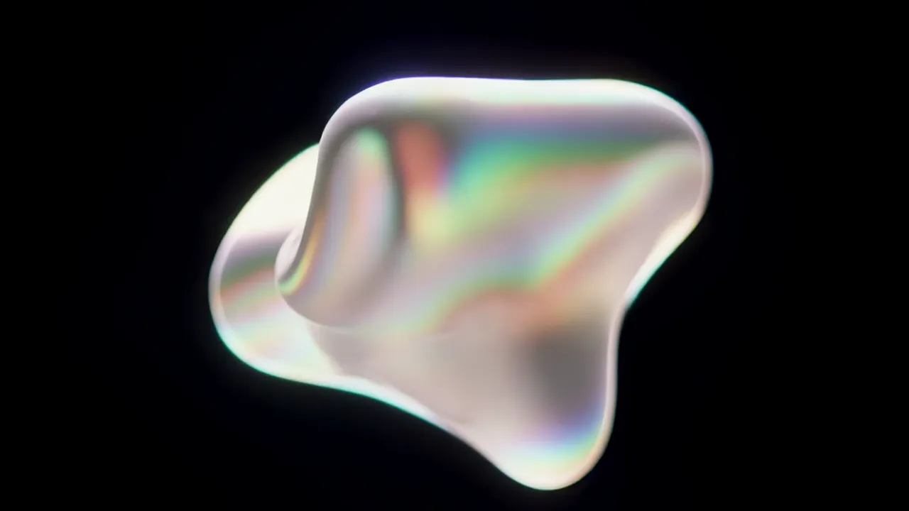 Organic Abstract Shapes with Iridescent Surface