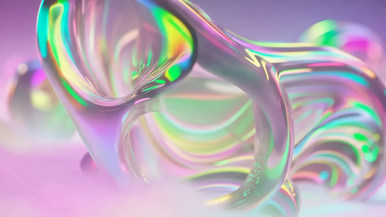 Organic Abstract Shapes with Pearlescent Surface