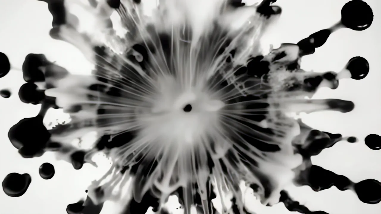 Organic Black Ink Tendrils Spreading on White Background