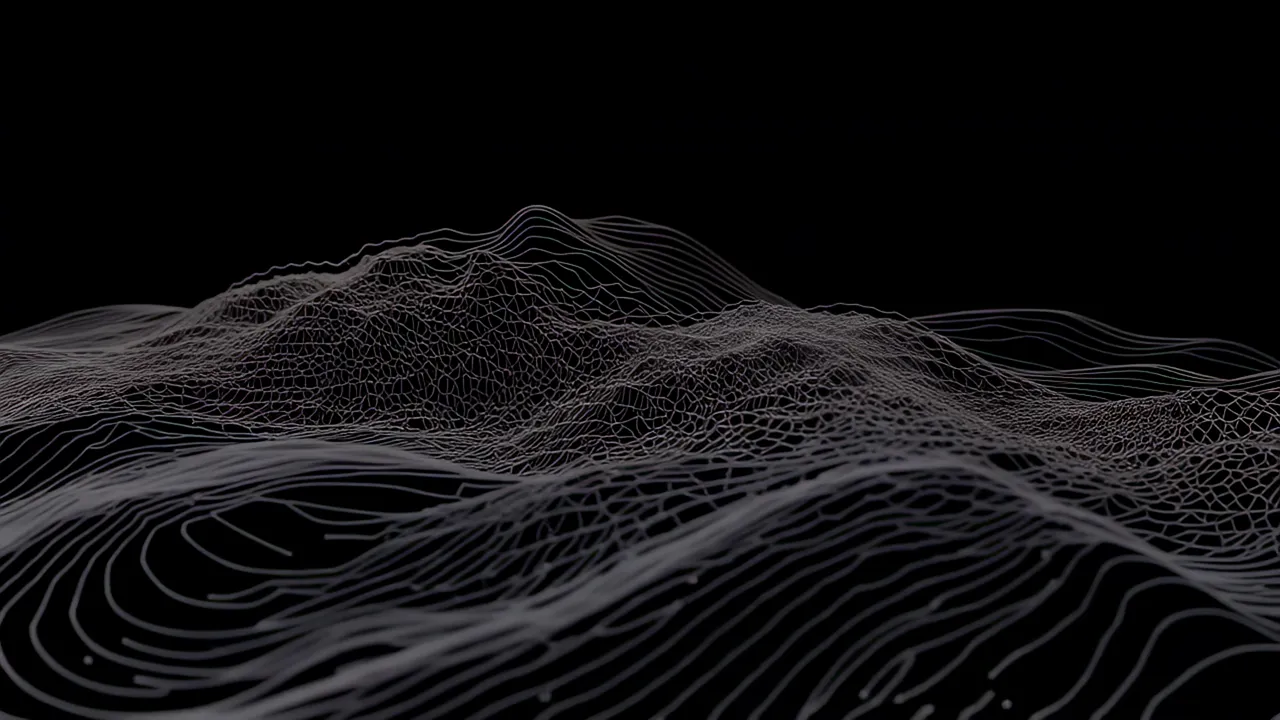 Organic Terrain-Like Contour Map on Black Background