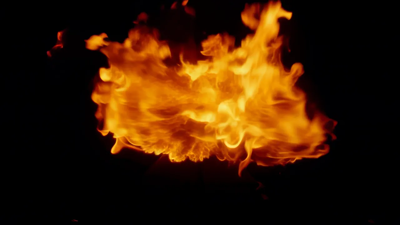 Outward Spreading Fire Mass in Dark Background