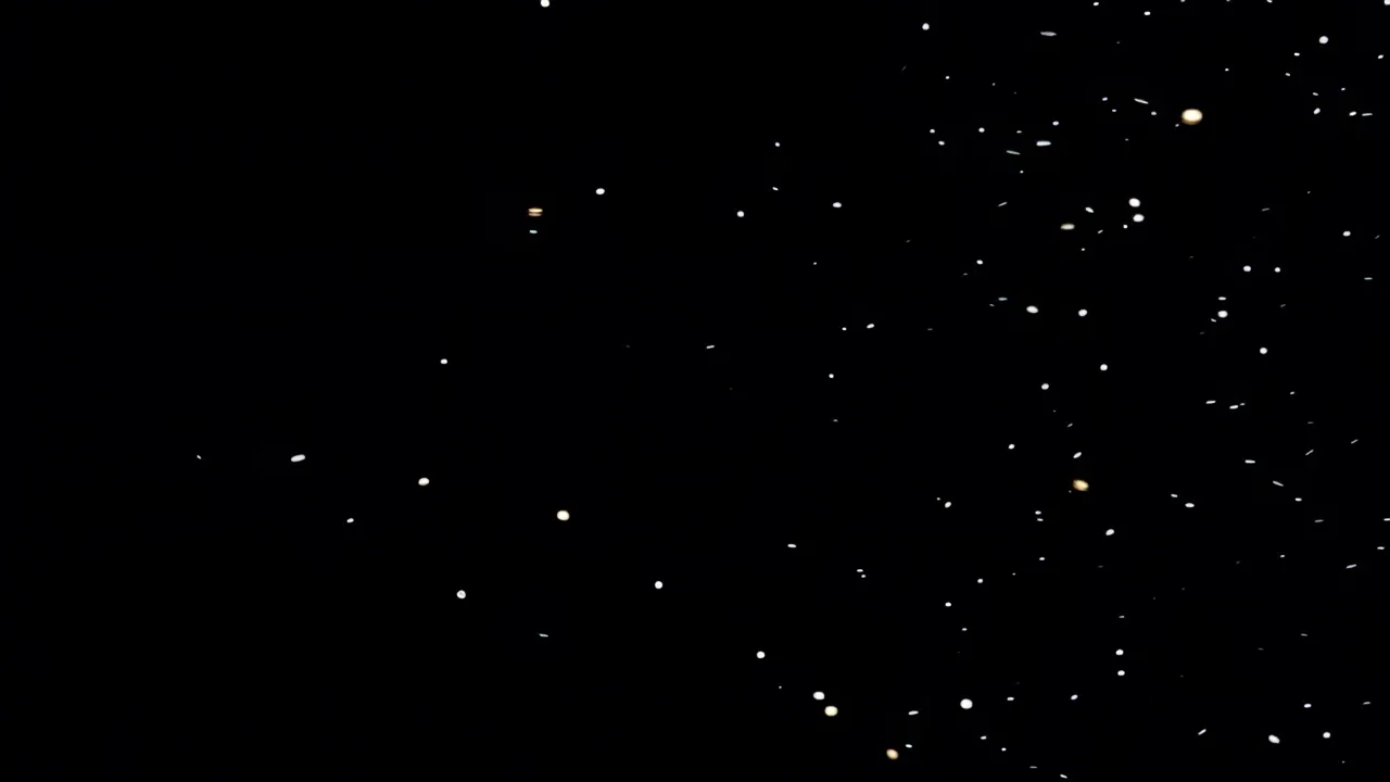 Pale Light Particles Descending in Black Background