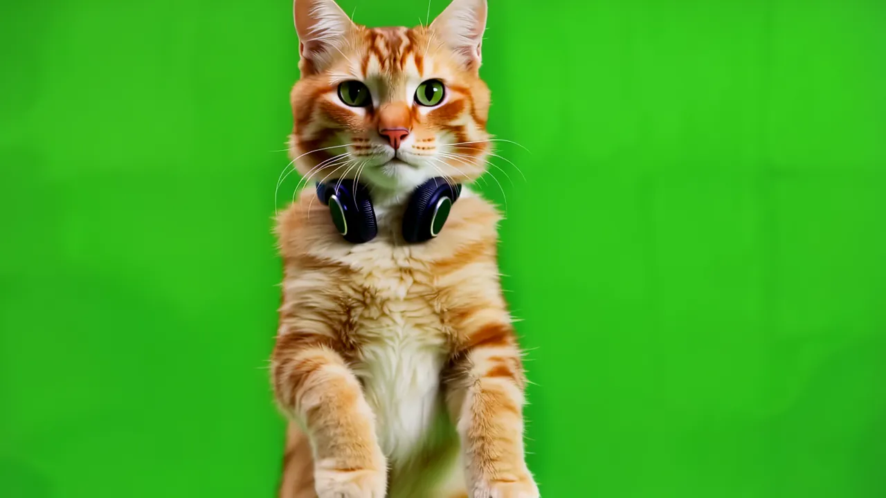 Playful Orange Tabby Cat Standing Upright on Two Legs