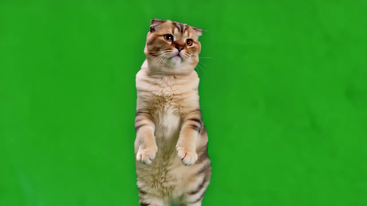 Playful Scottish Fold Cat with Folded Ears Bouncing