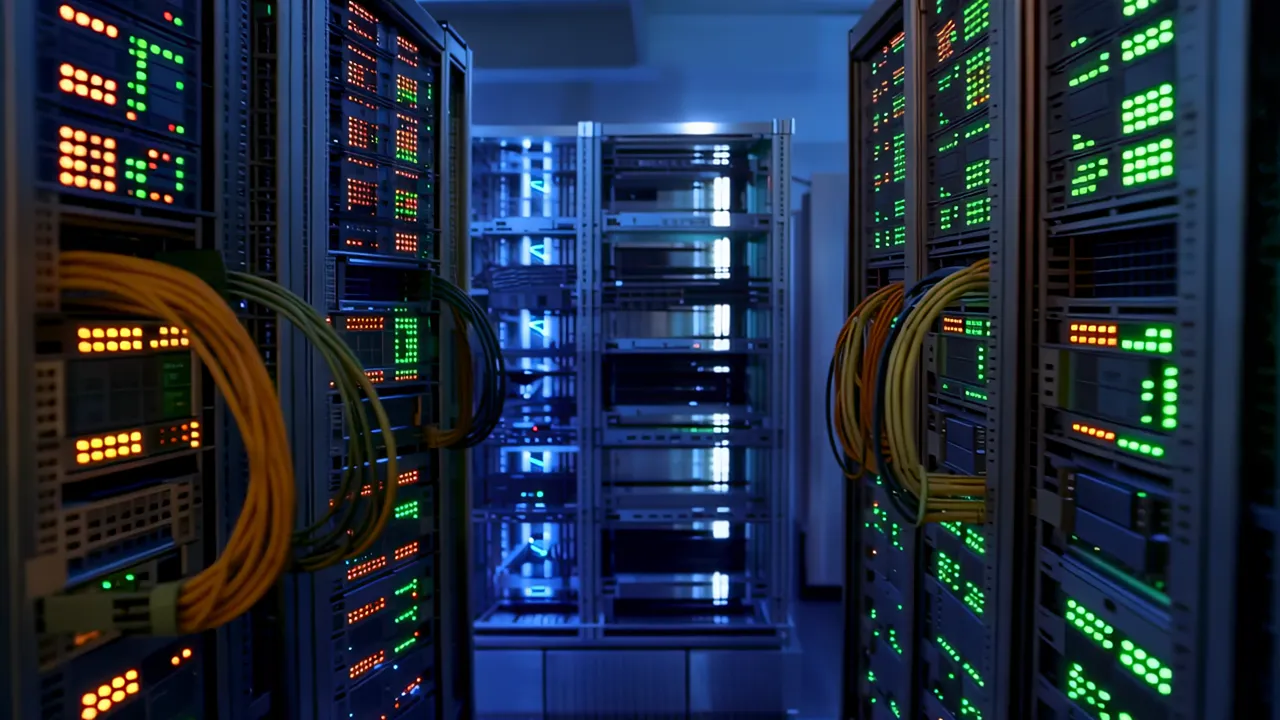 Professional Colocation Facility with Organized Server Racks