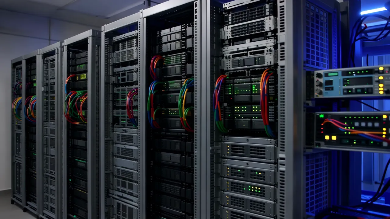 Professional Colocation Facility with Organized Server Racks